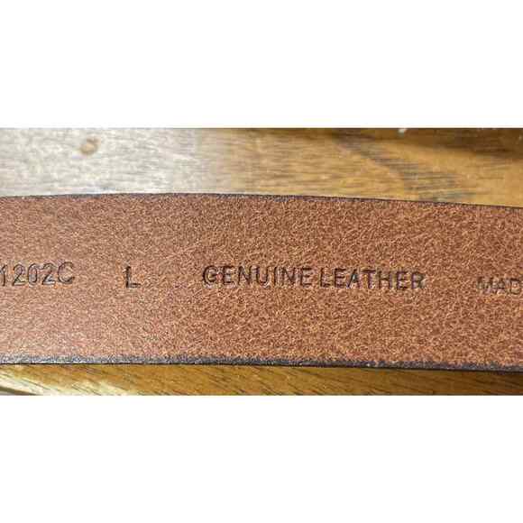 Frye Covered D-Ring Twisted Stud Leather Belt Tan Size Large New - Picture 3 of 3